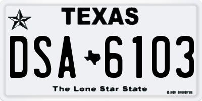 TX license plate DSA6103