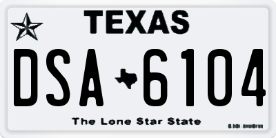 TX license plate DSA6104