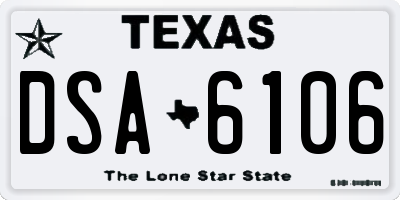 TX license plate DSA6106