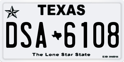 TX license plate DSA6108