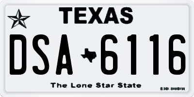 TX license plate DSA6116
