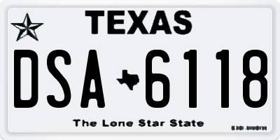 TX license plate DSA6118