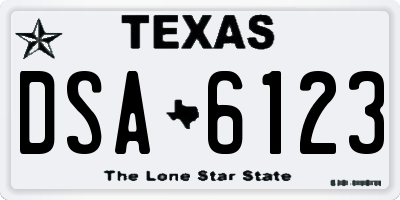 TX license plate DSA6123
