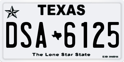 TX license plate DSA6125