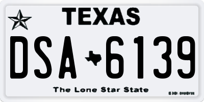TX license plate DSA6139