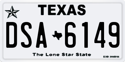 TX license plate DSA6149
