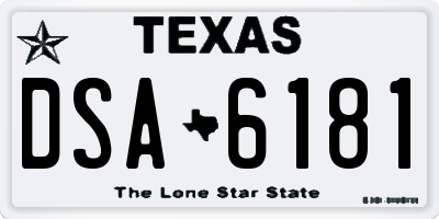 TX license plate DSA6181