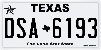 TX license plate DSA6193