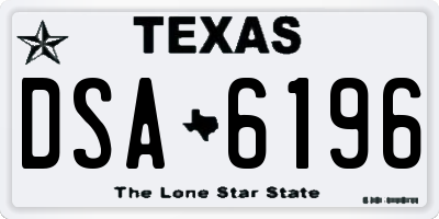 TX license plate DSA6196