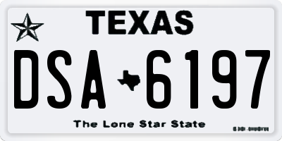 TX license plate DSA6197