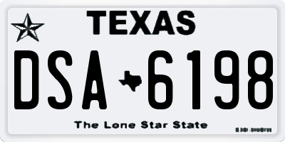 TX license plate DSA6198