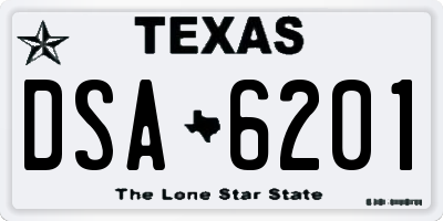 TX license plate DSA6201