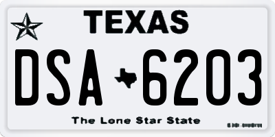 TX license plate DSA6203