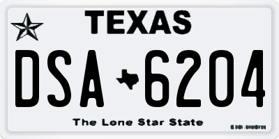 TX license plate DSA6204