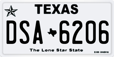 TX license plate DSA6206