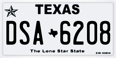 TX license plate DSA6208