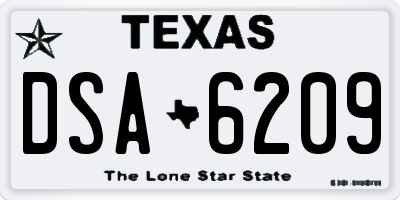 TX license plate DSA6209