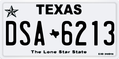 TX license plate DSA6213