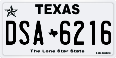TX license plate DSA6216