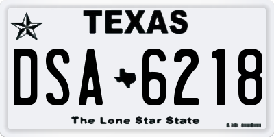 TX license plate DSA6218
