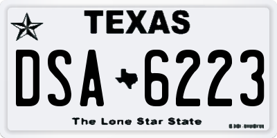 TX license plate DSA6223
