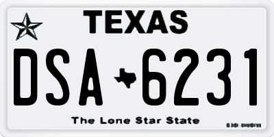 TX license plate DSA6231