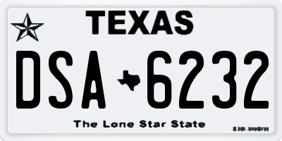 TX license plate DSA6232