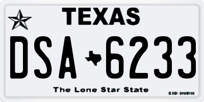 TX license plate DSA6233