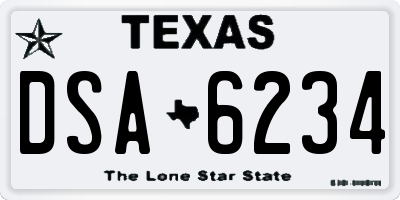 TX license plate DSA6234