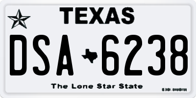 TX license plate DSA6238