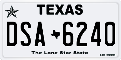 TX license plate DSA6240