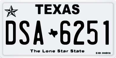 TX license plate DSA6251