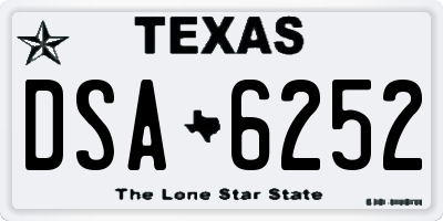 TX license plate DSA6252