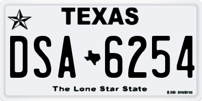 TX license plate DSA6254