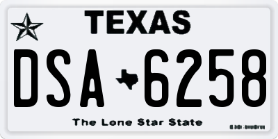 TX license plate DSA6258
