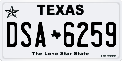 TX license plate DSA6259