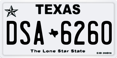 TX license plate DSA6260