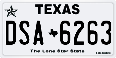TX license plate DSA6263