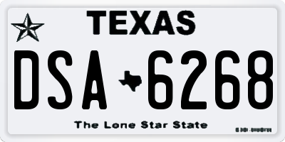 TX license plate DSA6268