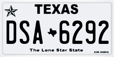 TX license plate DSA6292