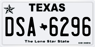 TX license plate DSA6296
