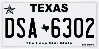 TX license plate DSA6302