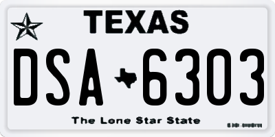TX license plate DSA6303
