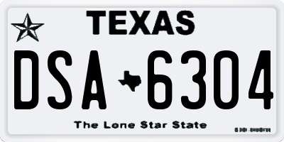 TX license plate DSA6304
