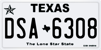 TX license plate DSA6308