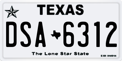 TX license plate DSA6312