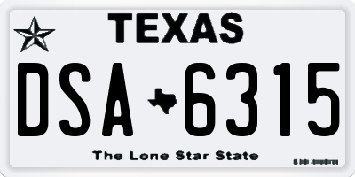 TX license plate DSA6315