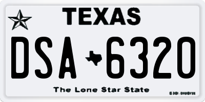 TX license plate DSA6320
