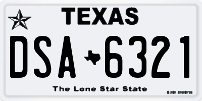 TX license plate DSA6321
