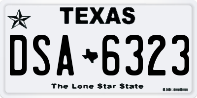 TX license plate DSA6323